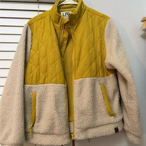 LIV Mustard Yellow & Cream Quilted Sherpa Jacket